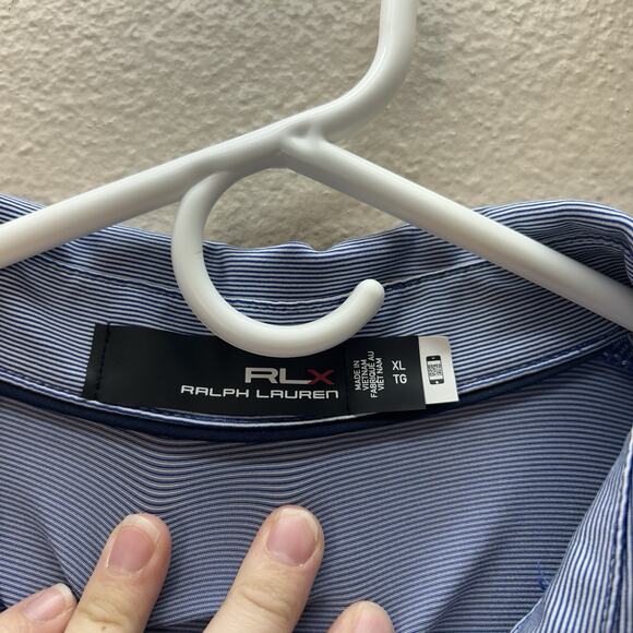 Ralph Lauren X RLX Golf Polo Shirt XL BLUE WHITE STRIPE Performance Collared - Picture 5 of 6